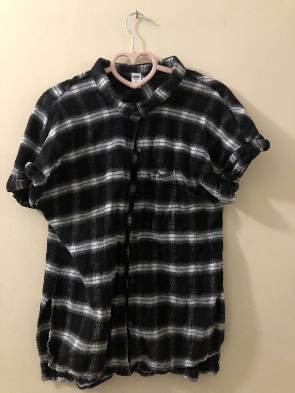 Black & White Button-Up with Rolled Sleeves